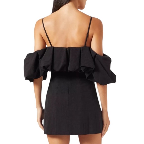 Jonathan Simkhai Puff Off Shoulder Mini Dress Black Size 4 NEW - Picture 3 of 15